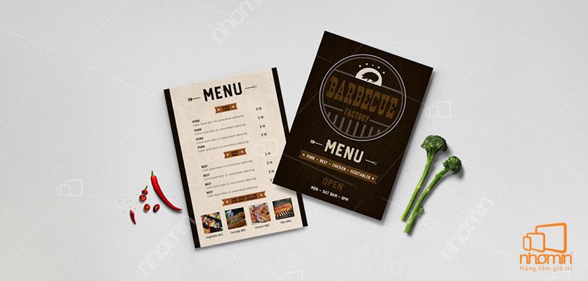 In menu đơn giản, sáng tạo