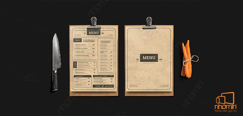 Kiểu dáng menu sang trọng, cổ điển